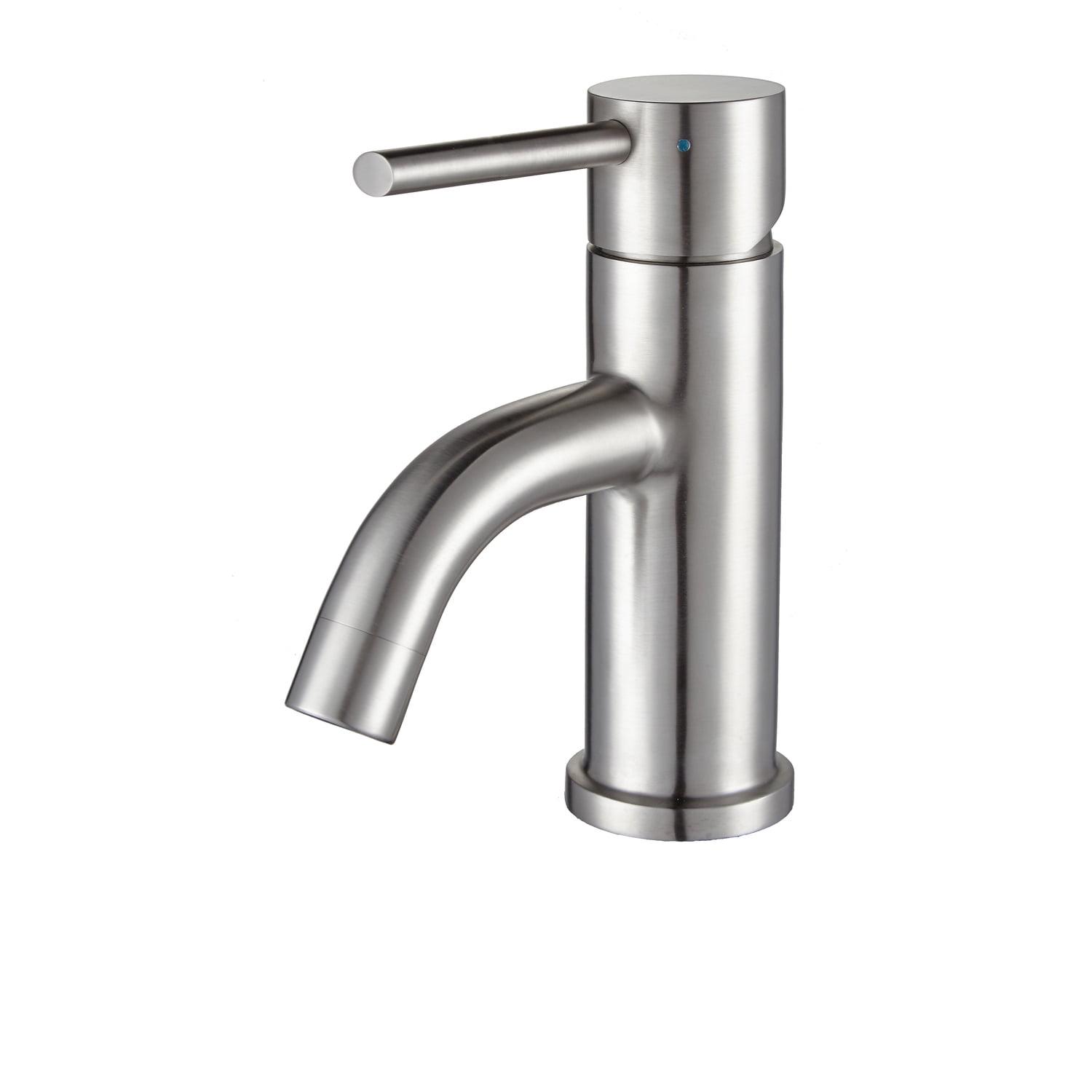 Whitehaus Collection WHS0111-SB-BSS Whitehaus Collection Stainless Steel Single Lever Bathroom Faucet with Pop-up Drain