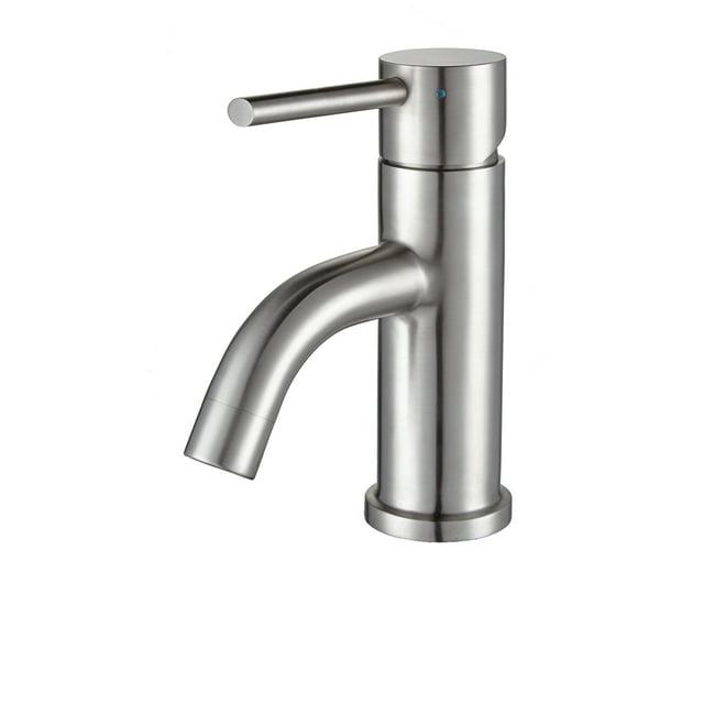 Whitehaus Collection WHS0111-SB-BSS Whitehaus Collection Stainless Steel Single Lever Bathroom Faucet with Pop-up Drain