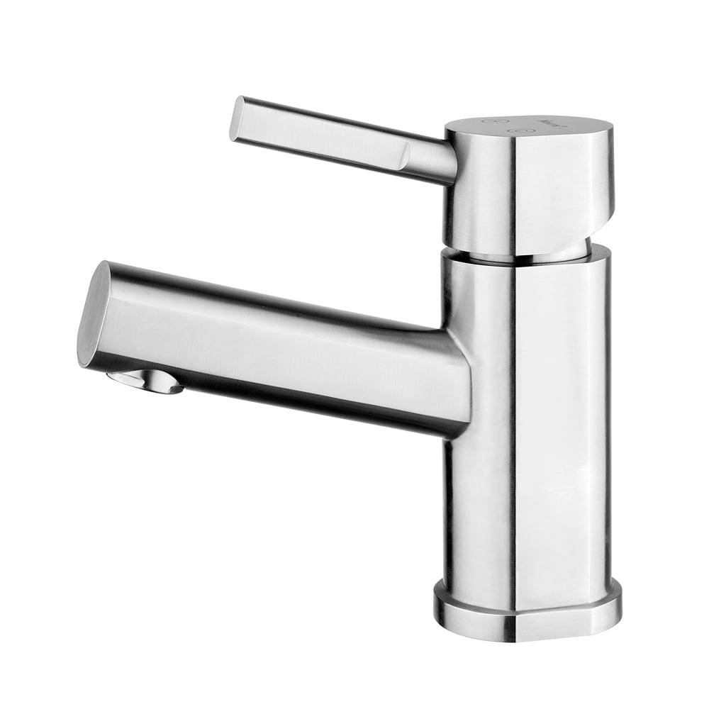 Whitehaus Collection WHS0311-SB-BSS Whitehaus Collection Stainless Steel Single Lever Bathroom Faucet with Pop-up Drain