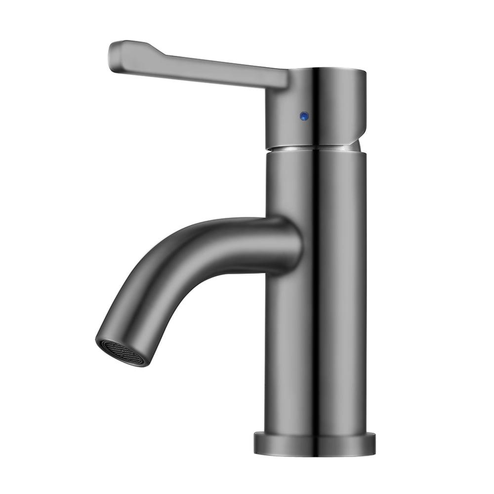 Whitehaus Collection Stainless Steel Extended Single Lever Bathroom Faucet with Pop-up Drain