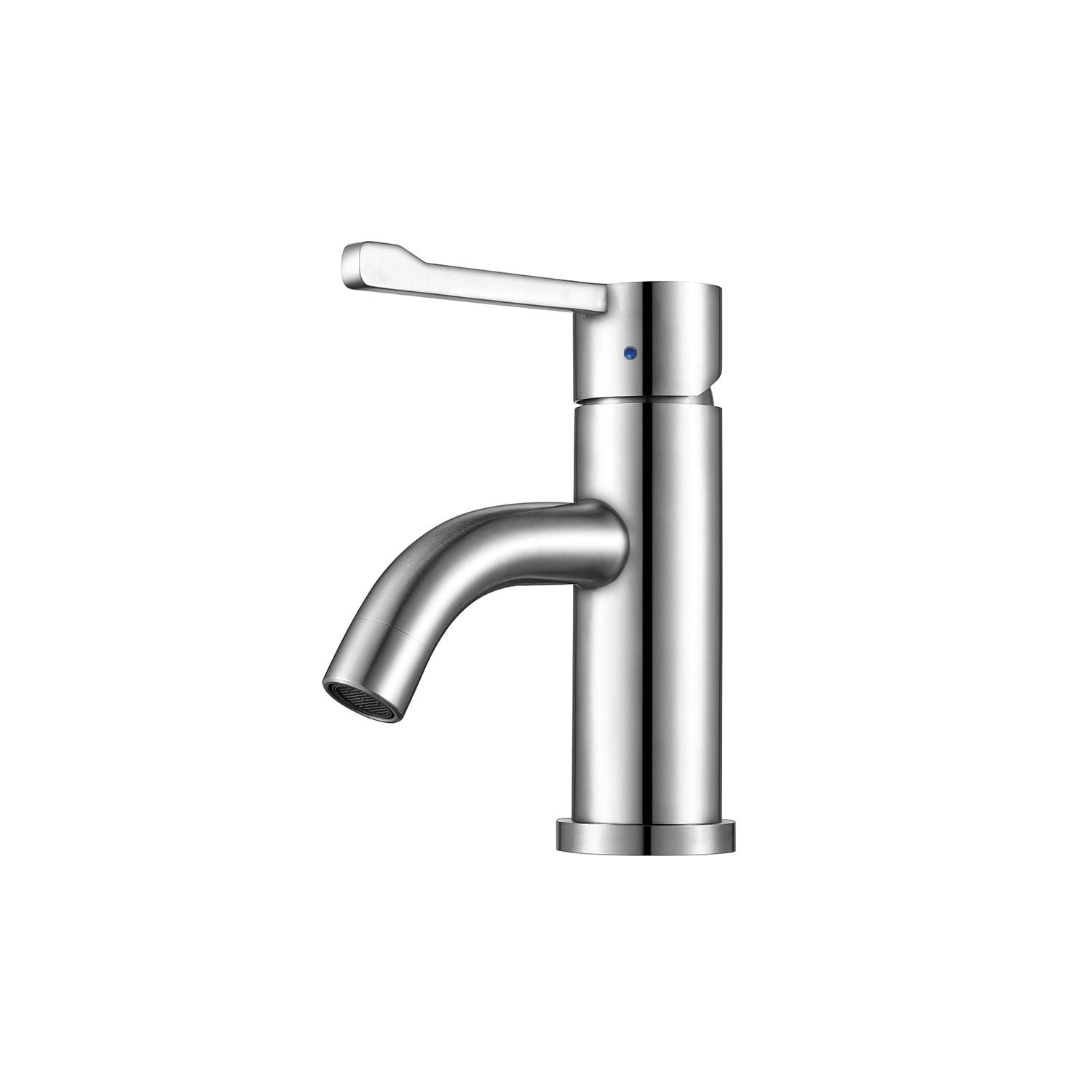 Whitehaus Collection Stainless Steel Extended Single Lever Bathroom Faucet with Pop-up Drain