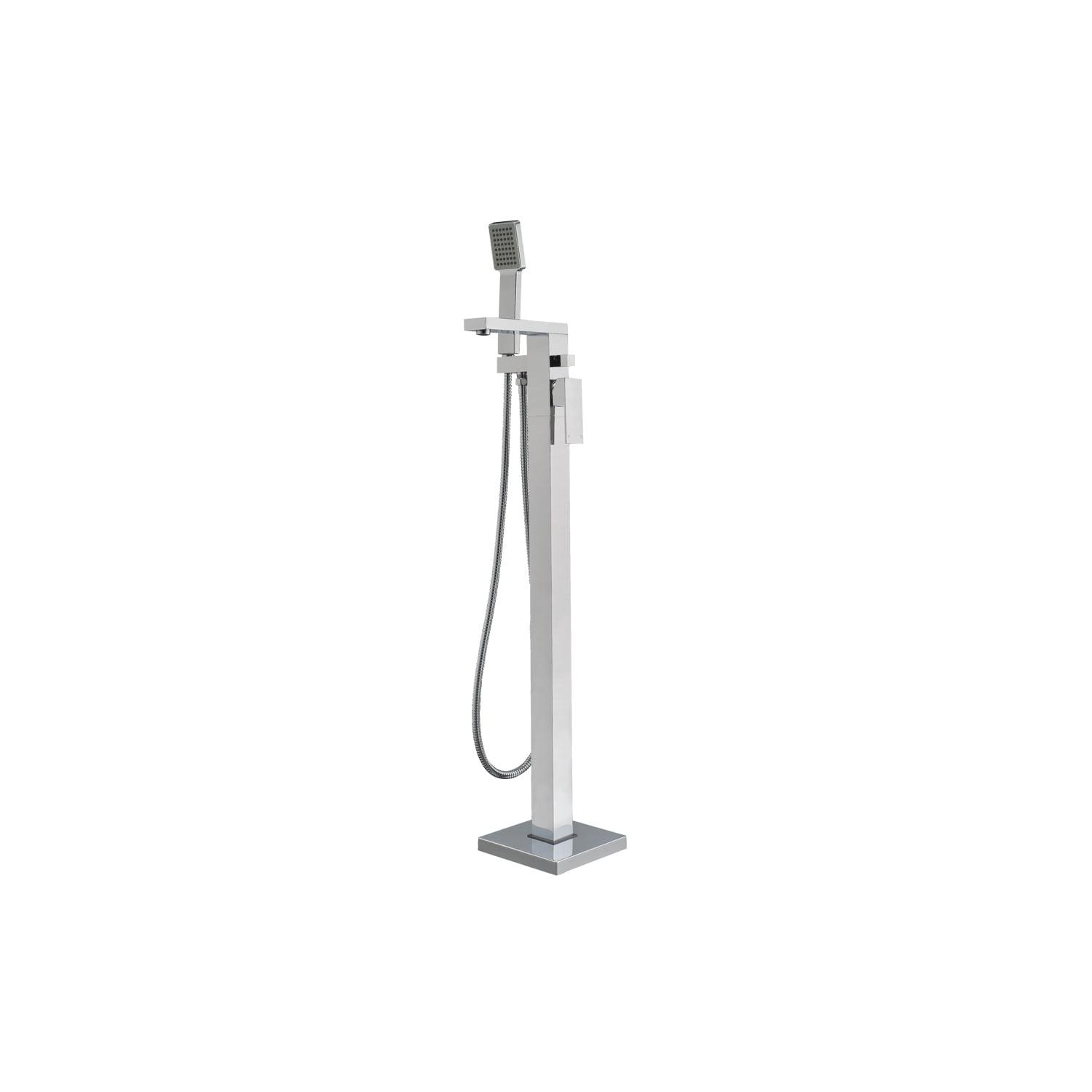 Chrome Freestanding Tub Filler with Handheld Shower