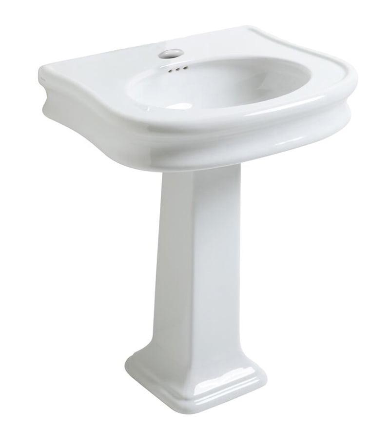 Whitehaus Collection 28" Traditional Pedestal Sink with Integrated Oval Bowl, Seamless Rounded Decorative Trim and Overflow