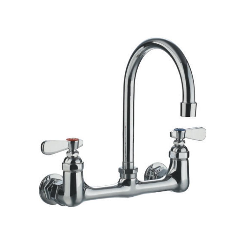 Polished Chrome Wall Mount Utility Faucet with Gooseneck Spout