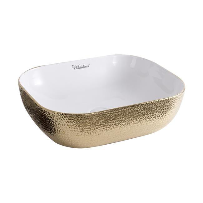ALFI Isabella Plus Collection Rectangular Above Mount Basin with an Embossed Exterior, Smooth Interior, and Center Drain