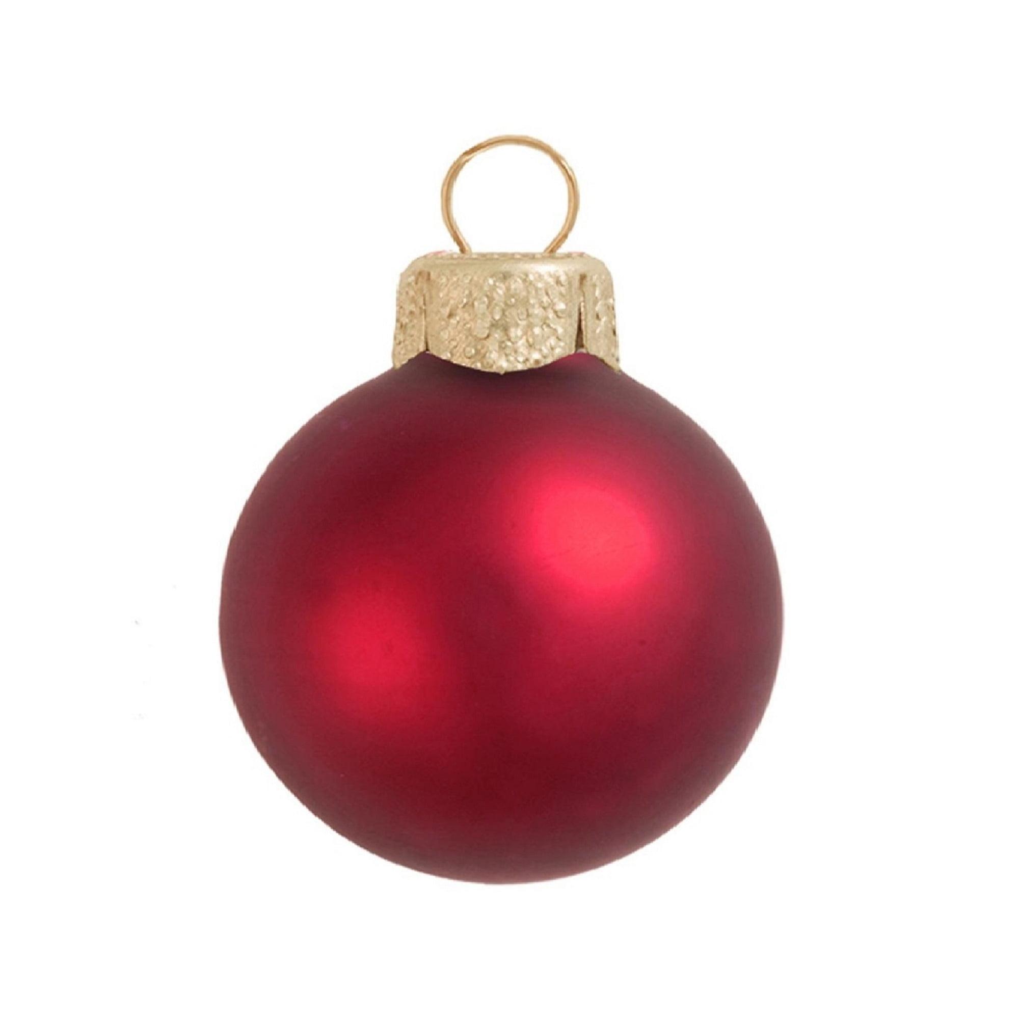 12-Piece Matte Red Glass Christmas Ball Ornaments Set