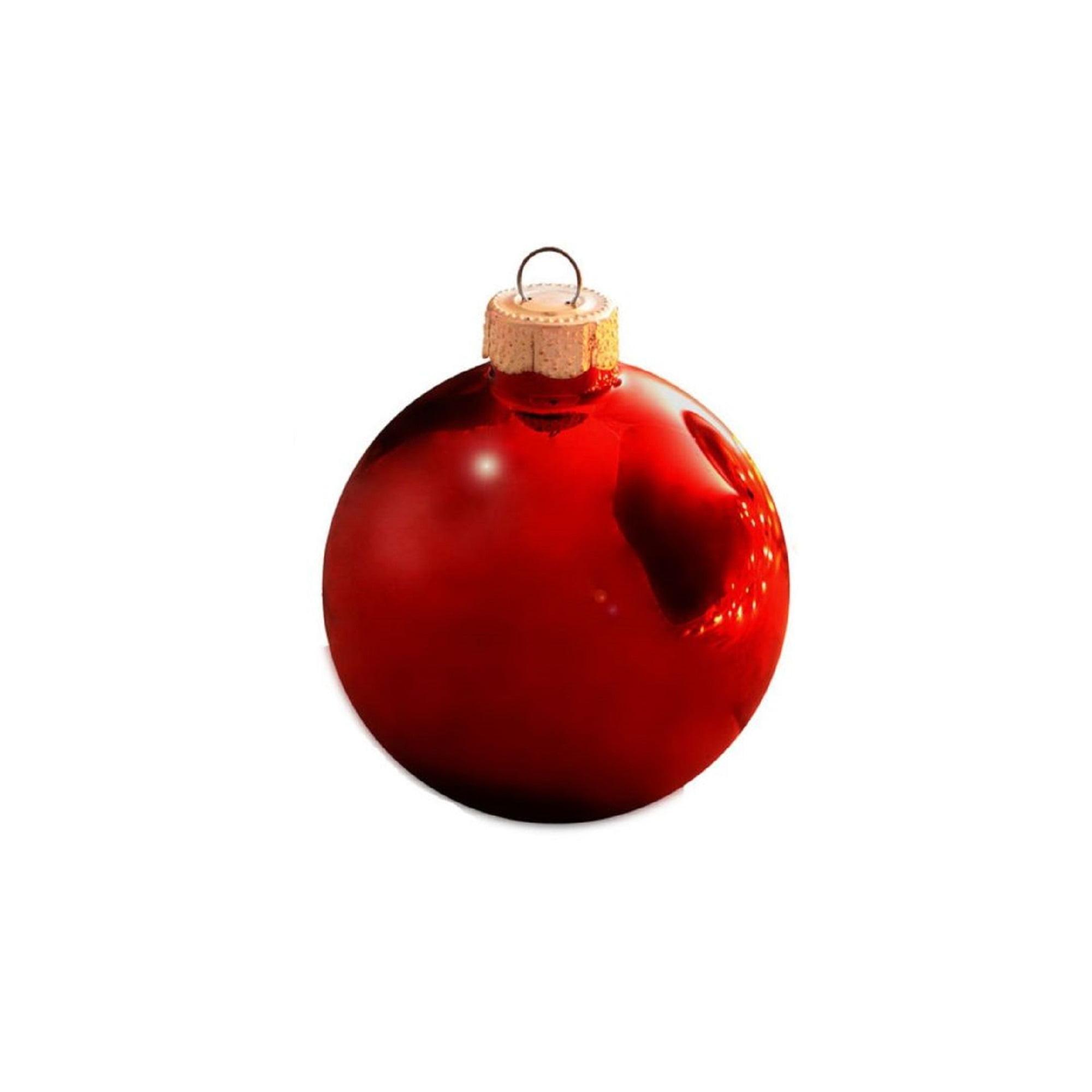 Red Shiny Glass Christmas Ball Ornaments Set - 2.75"