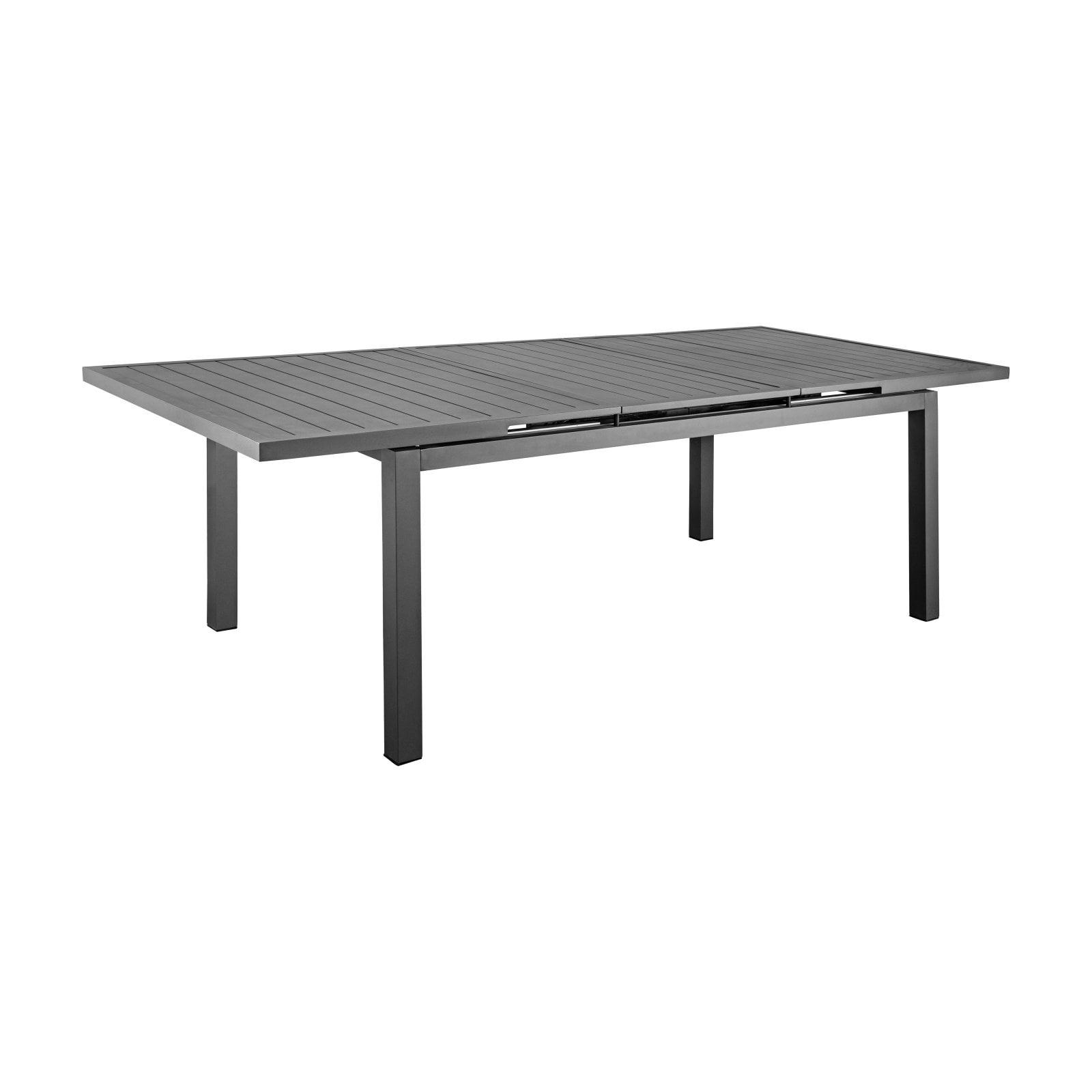 Gray Aluminum Extendable Outdoor Dining Table