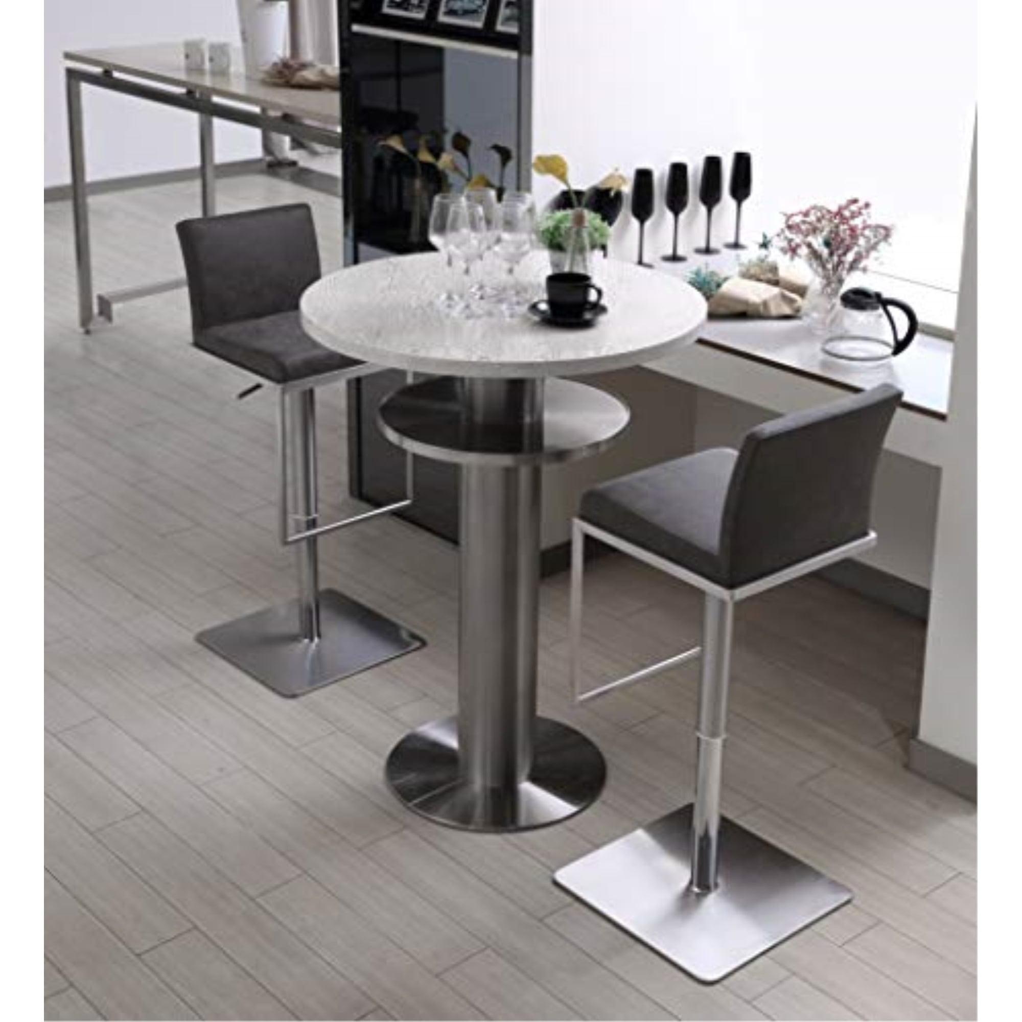Whiteline Modern Living Clay Barstool Grey adjustable height and square stainless steel base.