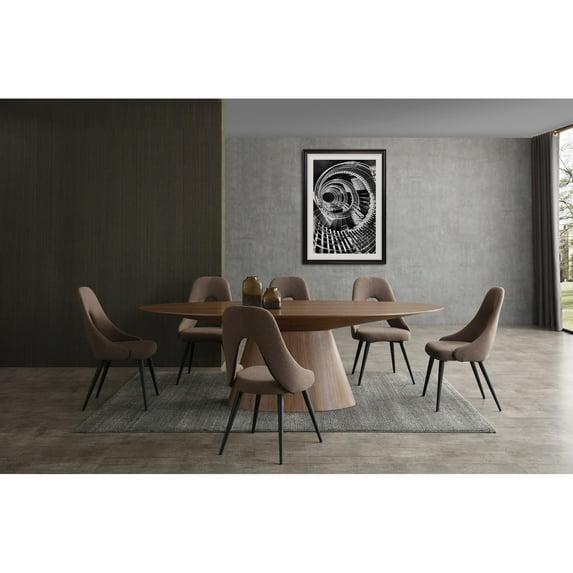 Whiteline Modern Living Bruno Oval Dining Table, Walnut Veneer