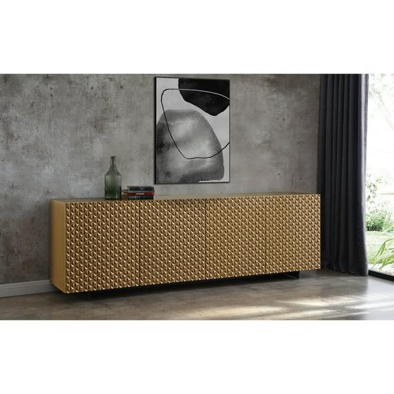 Whiteline Modern Living Harper Buffet Large 94", high gloss gold, Design on doors