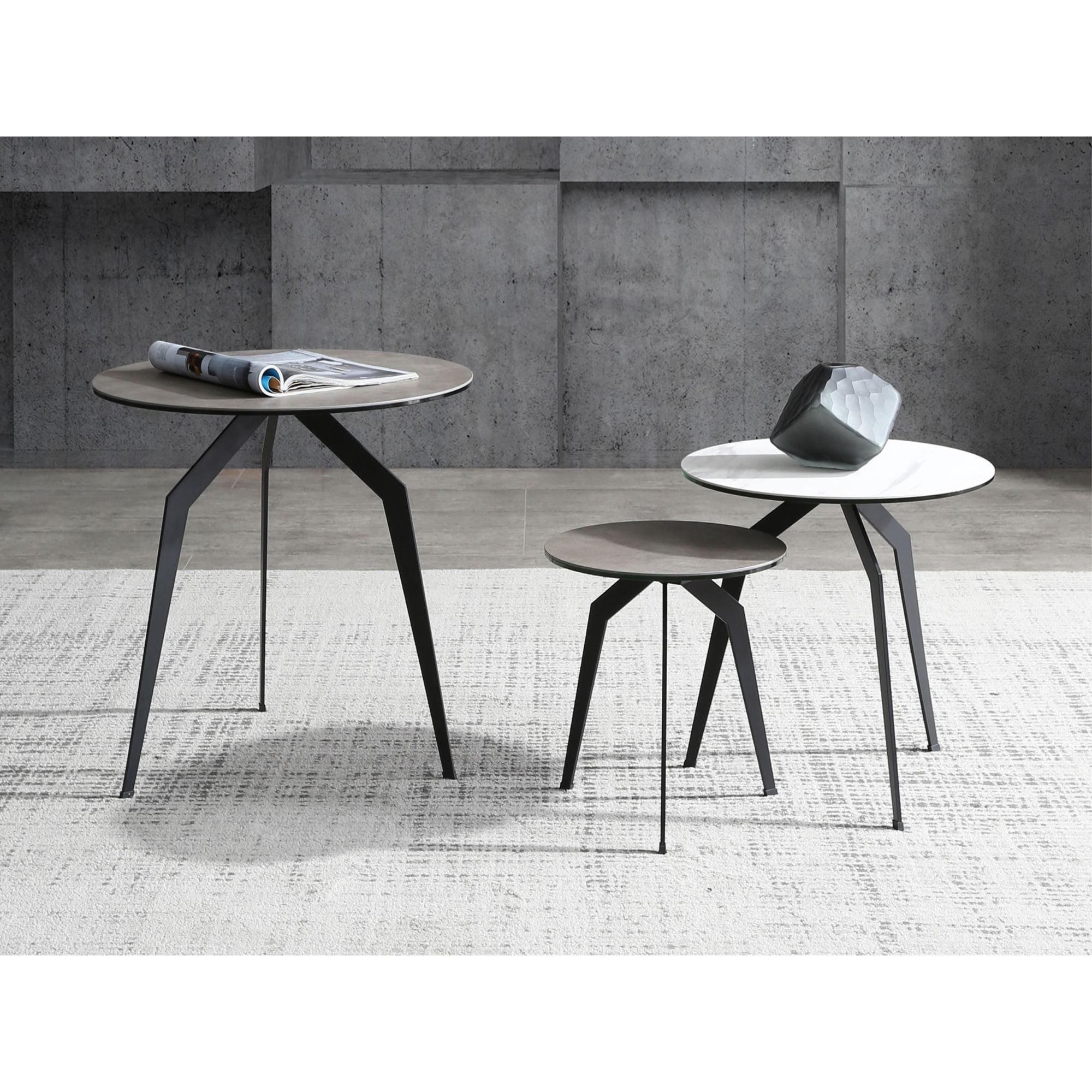 Santiago Round Glass and Ceramic Nesting Side Tables
