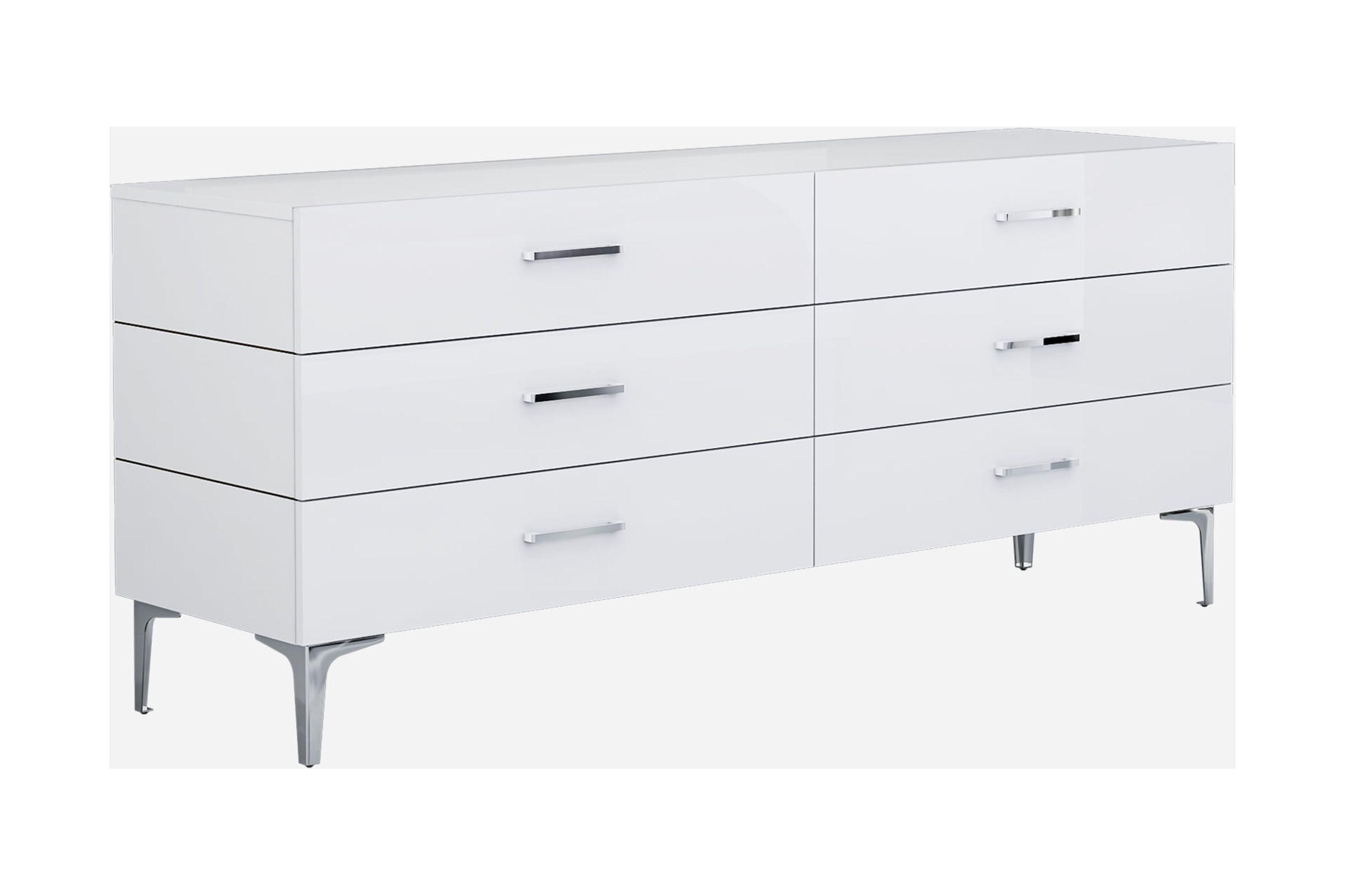 White High Gloss Double Dresser with Soft Close Drawers