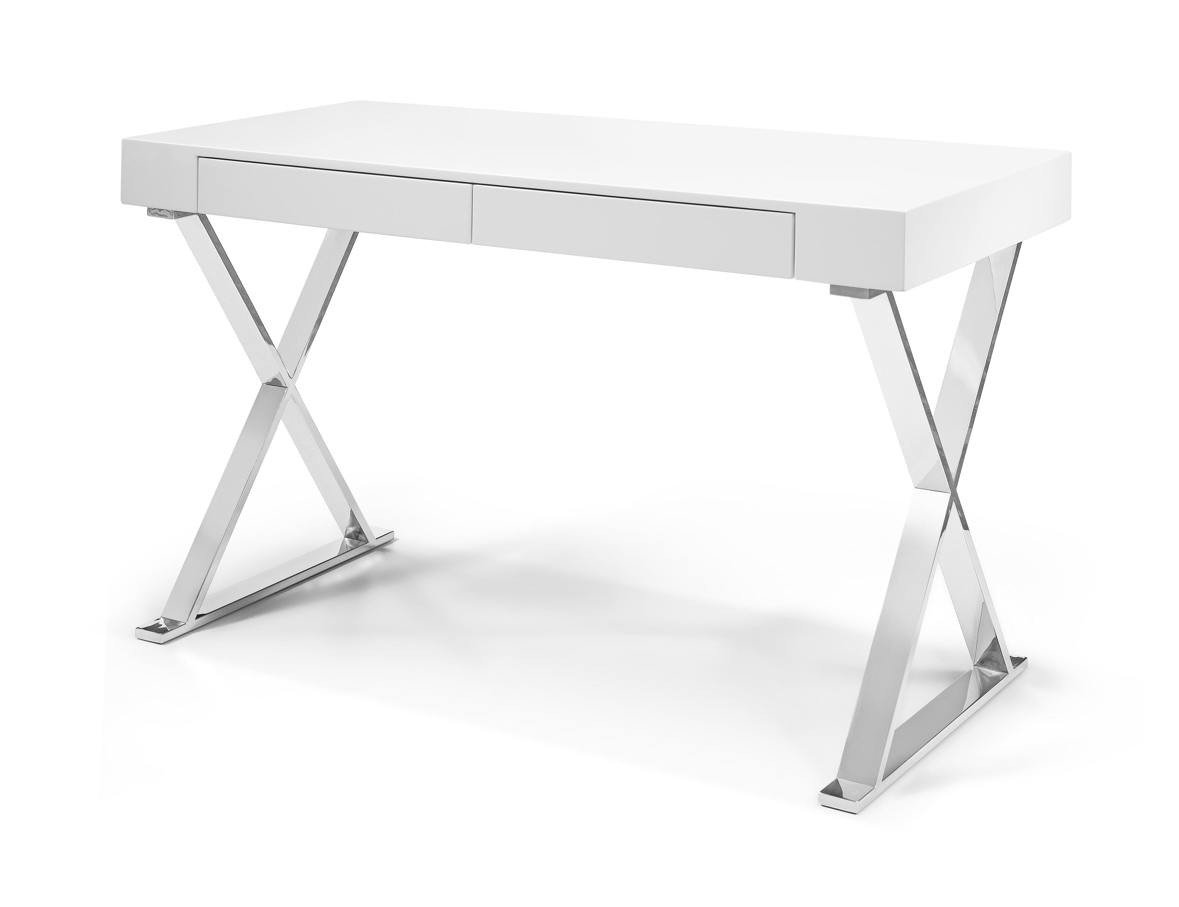 Contemporary White Elm 47" Computer Desk with Drawers