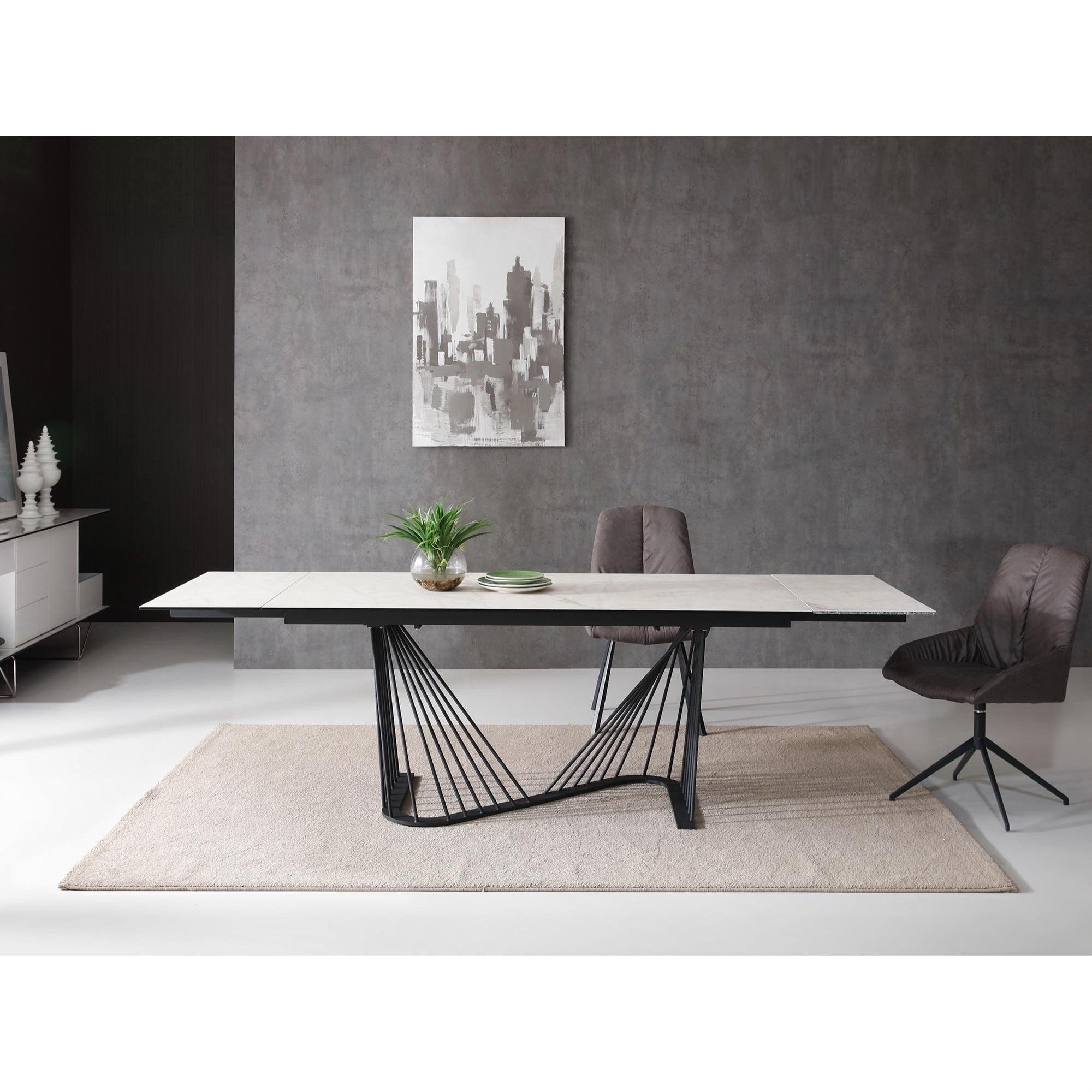 Contemporary Extendable Counter Height Dining Table with Glass-Ceramic Top