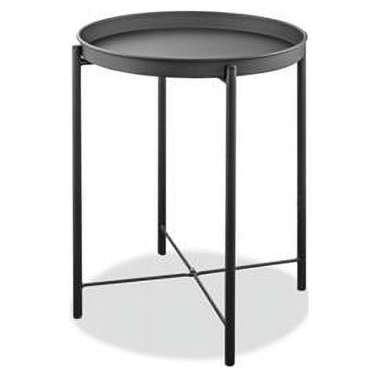 Sleek 21" Gray Aluminum Round Side Table for Outdoor Leisure