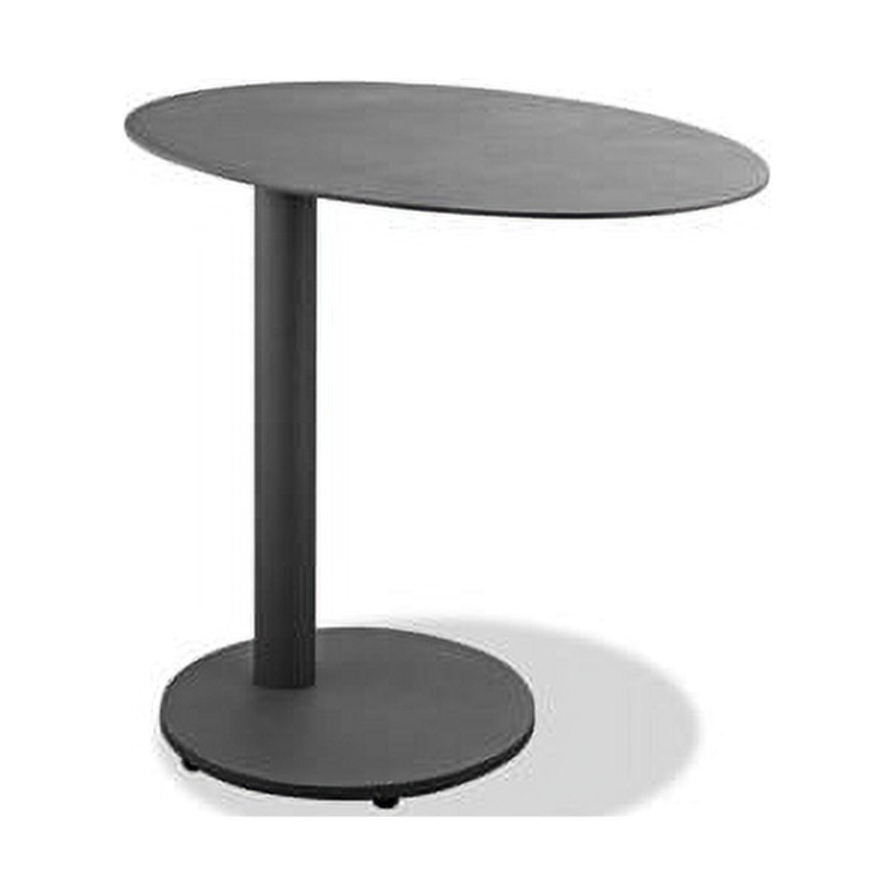 20" Gray Ceramic Tile Round Outdoor Side Table