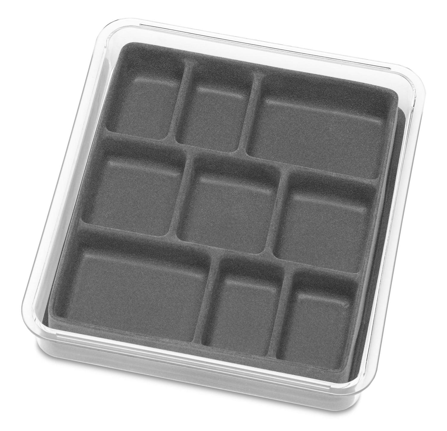 Clear and Gray Stackable 9-Section Plastic Jewelry Tray