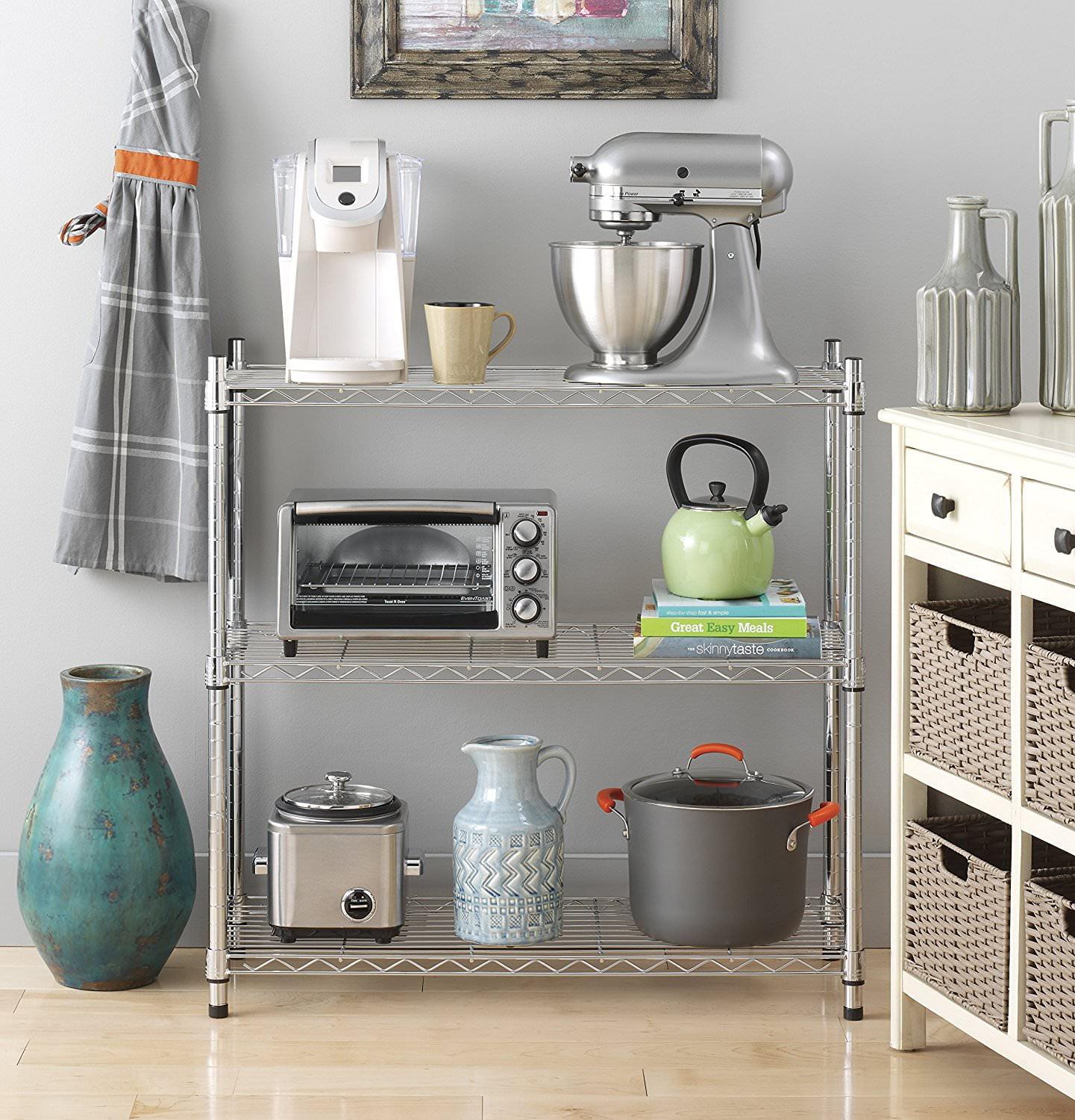 Chrome Adjustable 3-Tier Steel Storage Shelves