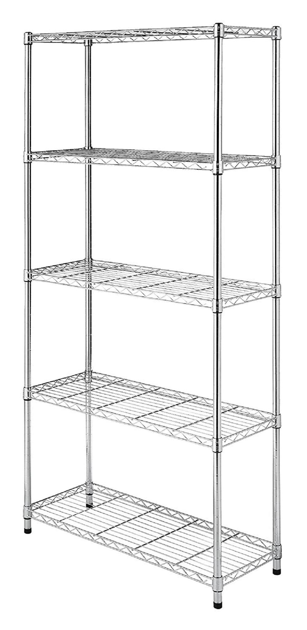 Supreme Chrome 5-Tier Adjustable Heavy-Duty Steel Shelving Unit