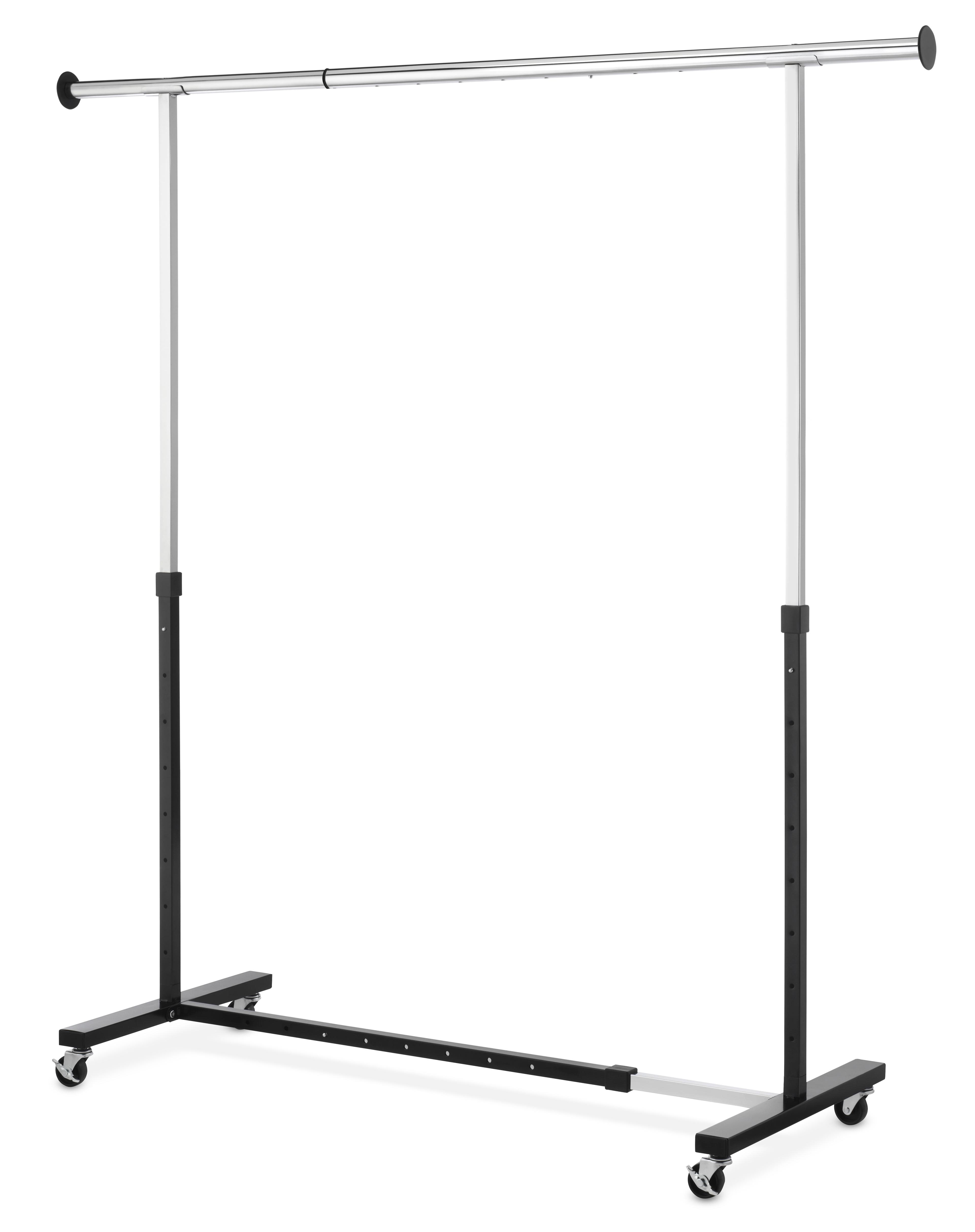 Whitmor Adjustable Rolling Metal Garment Rack, Black and Chrome