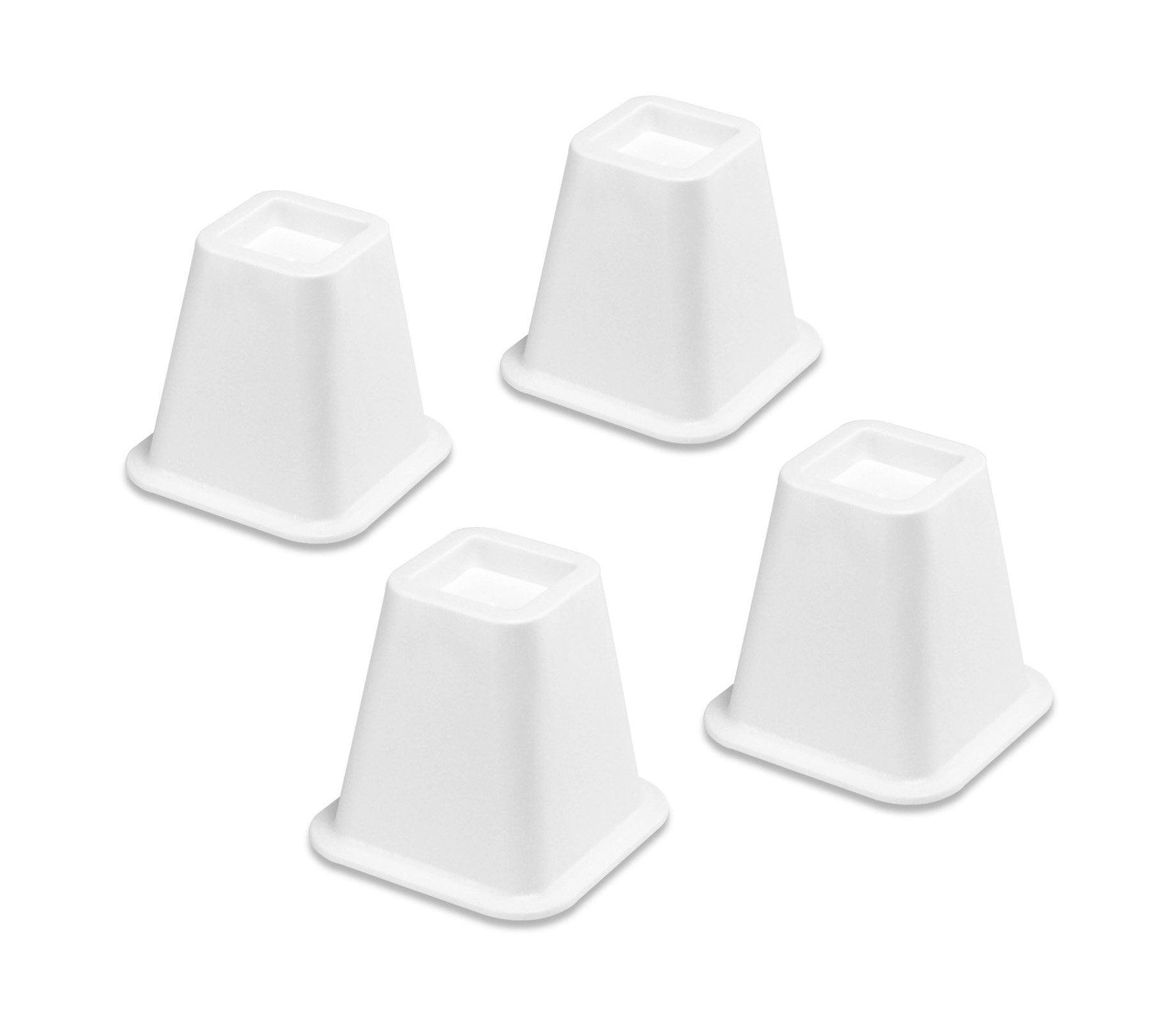 Whitmor Under Bed Storage & Furniture Risers - White - Set of 4 - Dimensions: 6.375 L x 6.375 W x 6.0 H inches