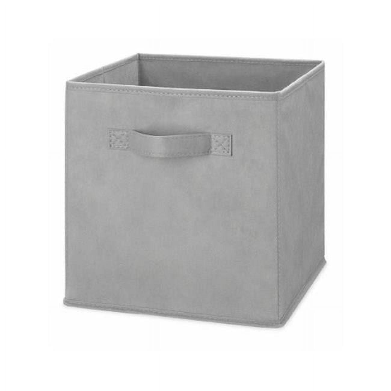 Light Gray Polycotton Collapsible Storage Cube with Handle