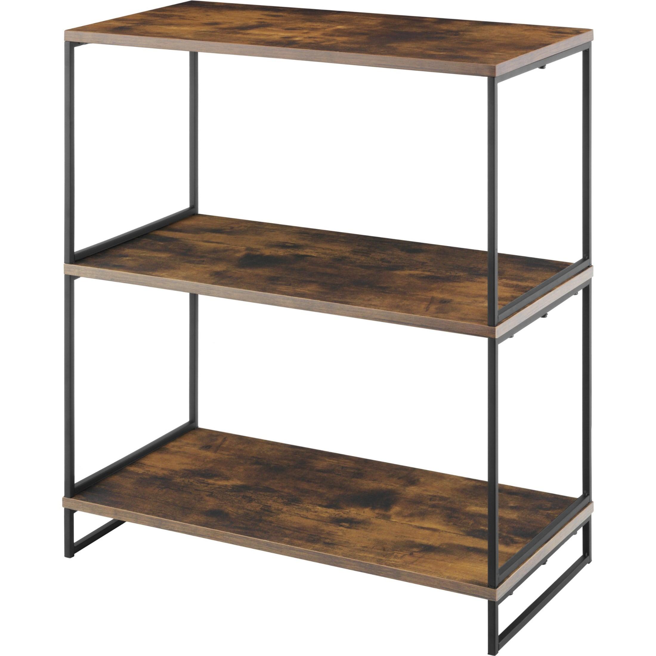 Whitmor Modern Industrial Black and Wood 3-Tier Shelf