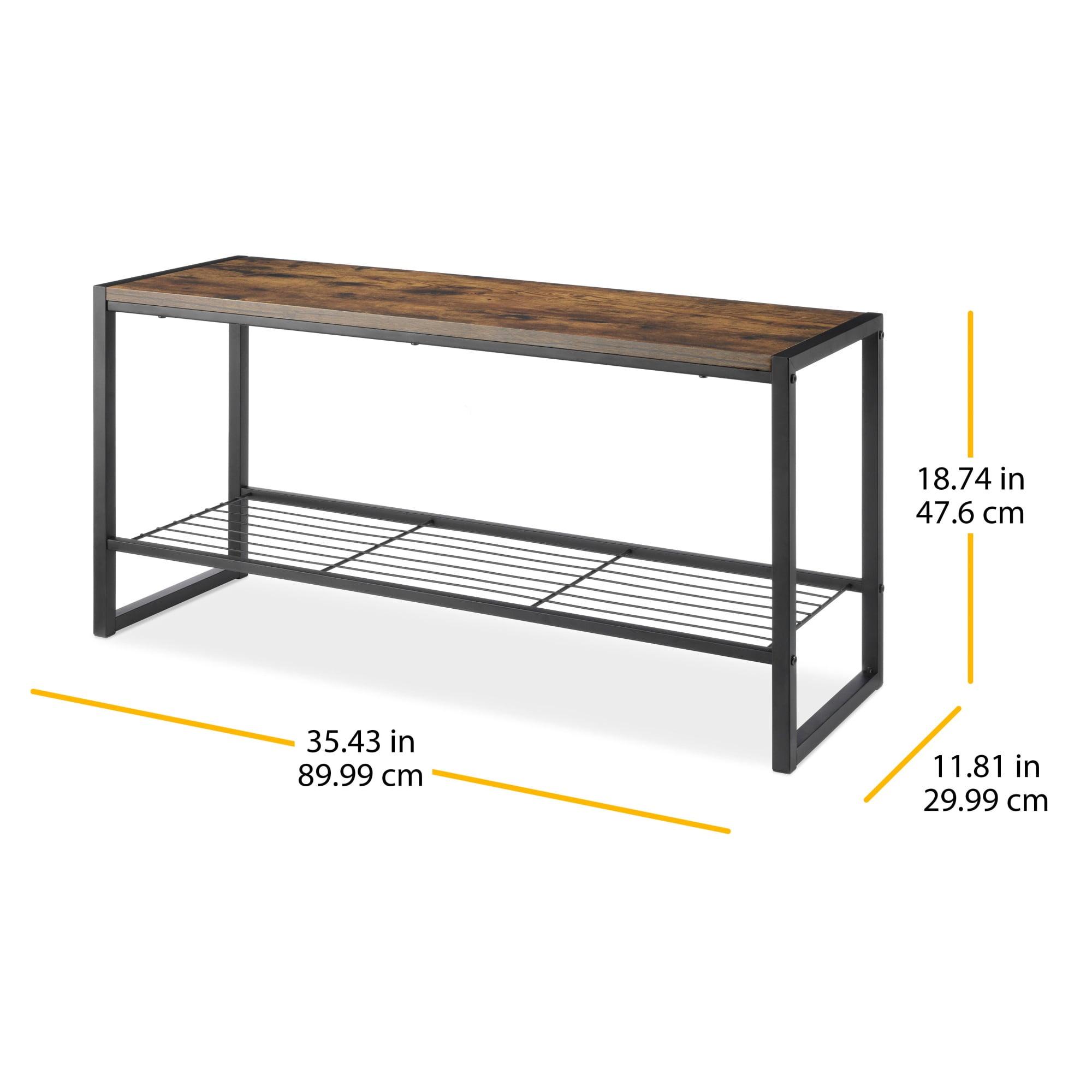 Whitmor Modern Industrial Entry Bench Black: Steel Frame Garment Rack & Closet Storage, No Tools Assembly, 25" Width