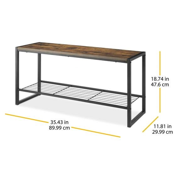 Whitmor Modern Industrial Entry Bench Black: Steel Frame Garment Rack & Closet Storage, No Tools Assembly, 25" Width