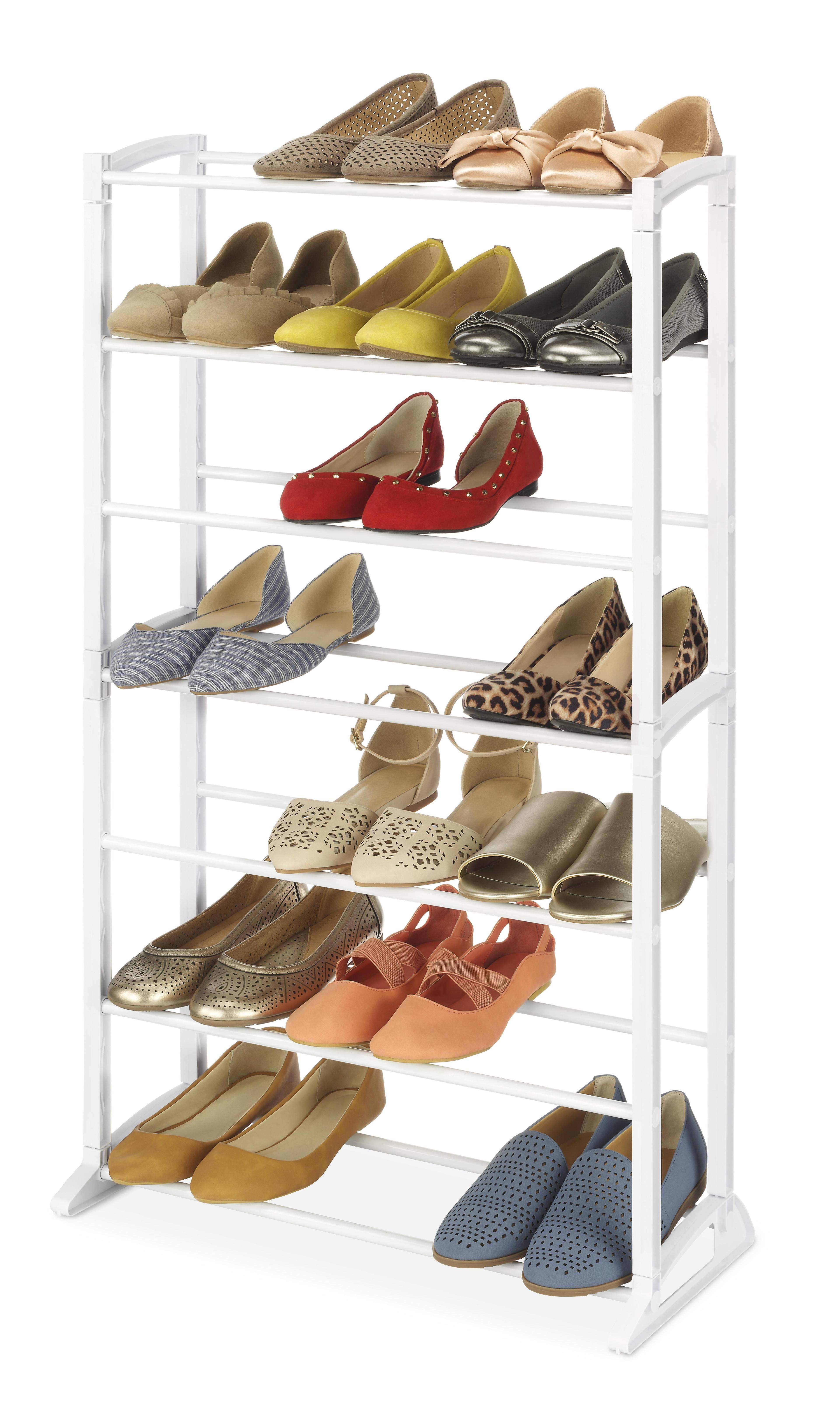 Whitmor 21-Pair White Metal and Plastic Shoe Rack