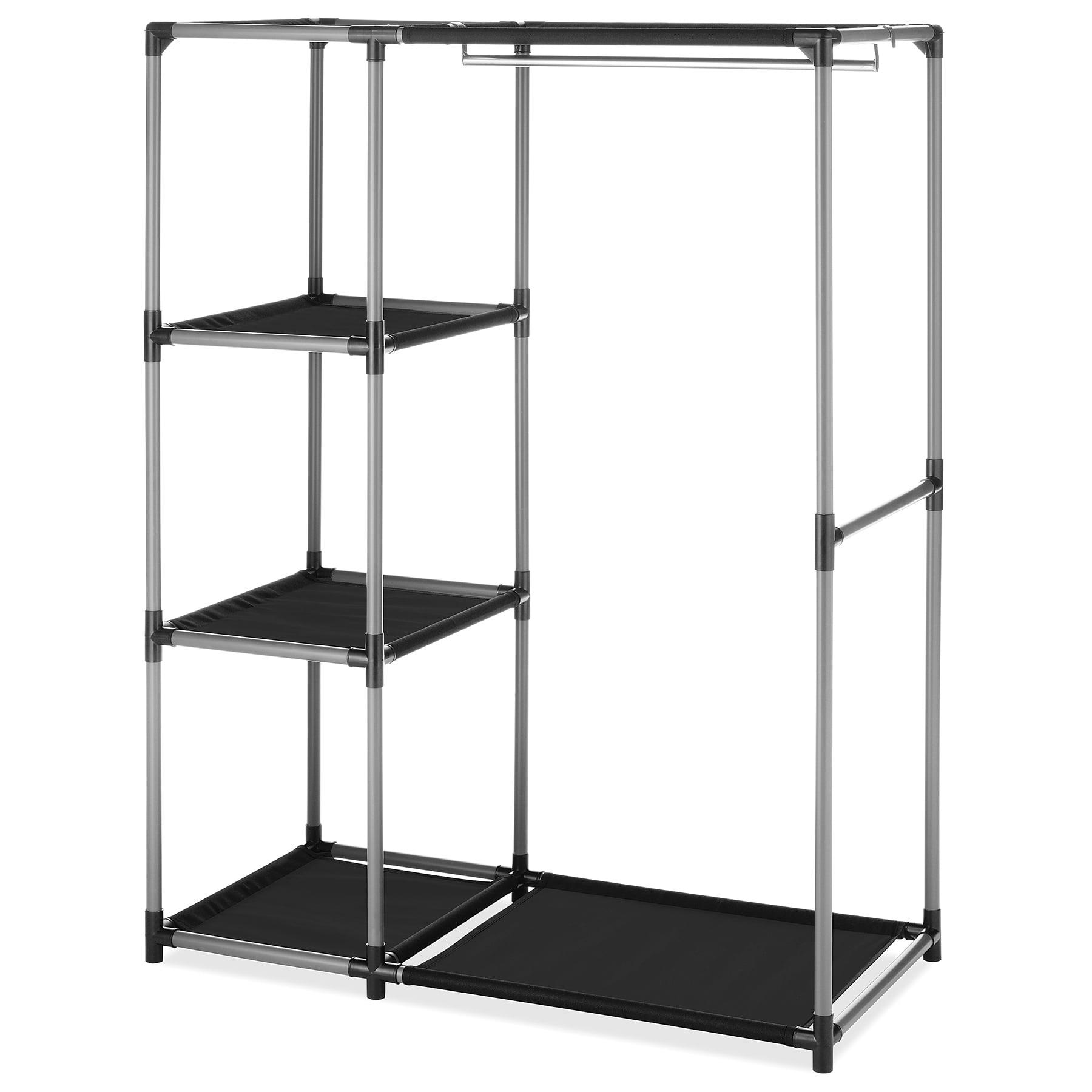 Whitmor Black and Gray Portable Garment Rack with Shelves