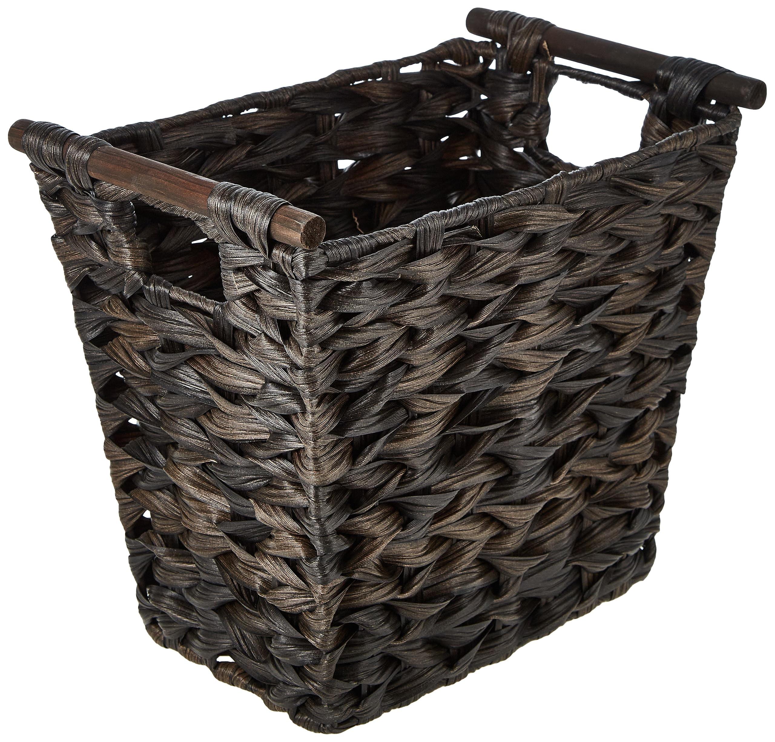 Rectangular Driftwood Brown Woven Plastic Waste Basket