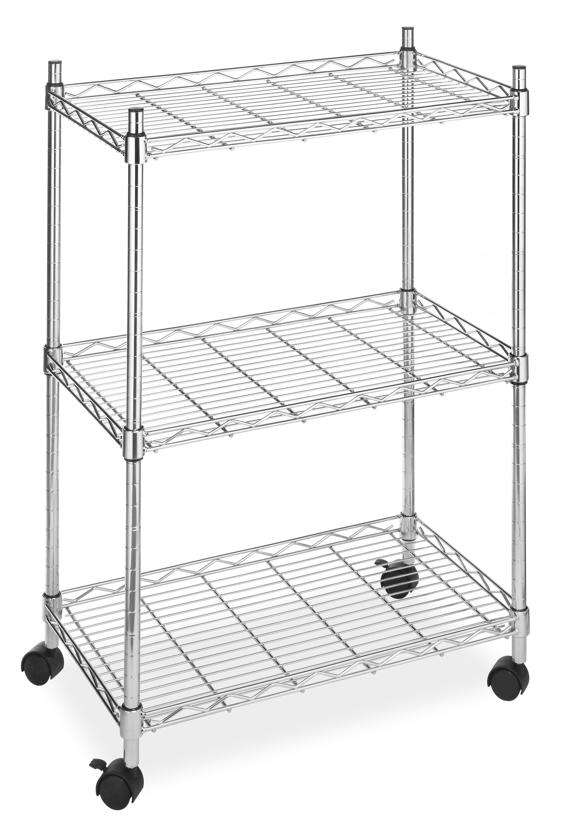 Whitmor Chrome 3-Tier Rolling Utility Organizer Cart