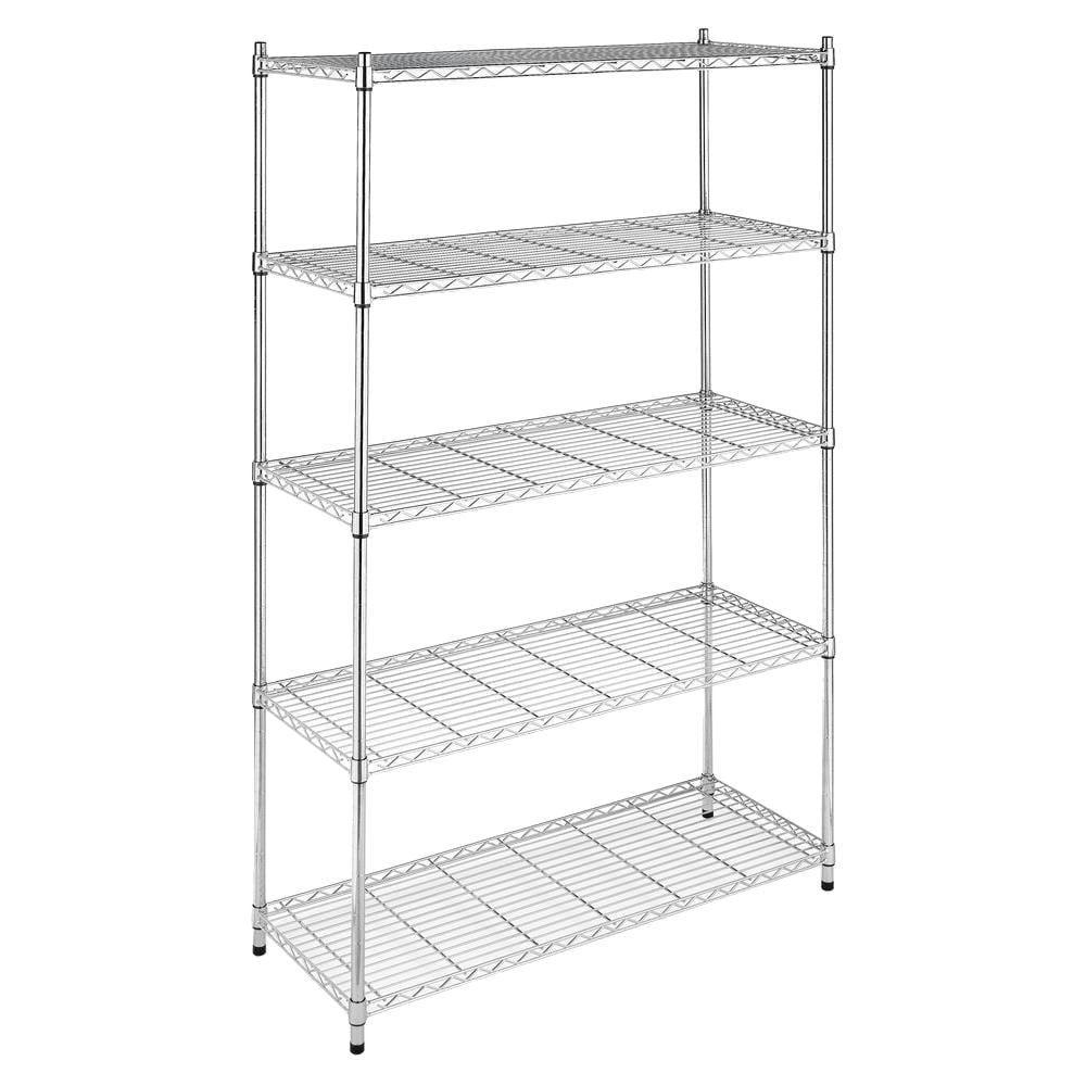 Whitmor 5 Tier Supreme Large Shelving Chrome Silver: Storage & Organization, Reinforced Metal, Compatible with 13" Cube System