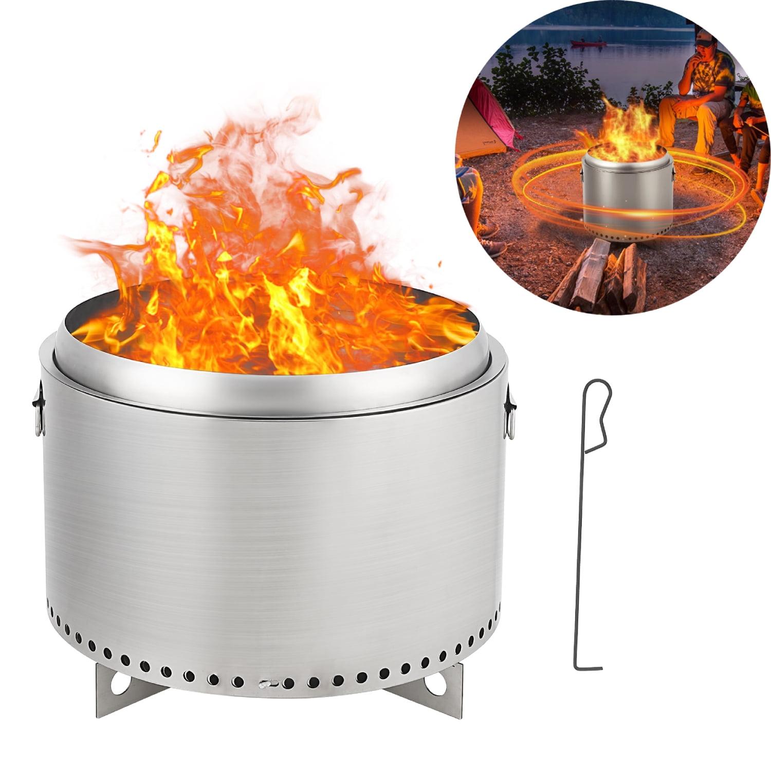 20.5" Silver Stainless Steel Smokeless Fire Pit with Stand