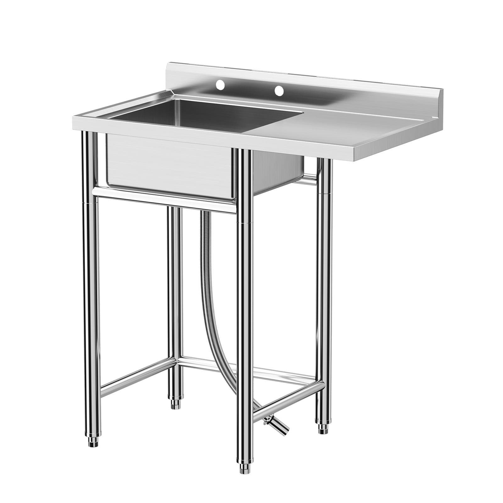 36 inch Stainless Steel Single Bowl Kitchen Prep & Utility Sink With Worktop Freestanding