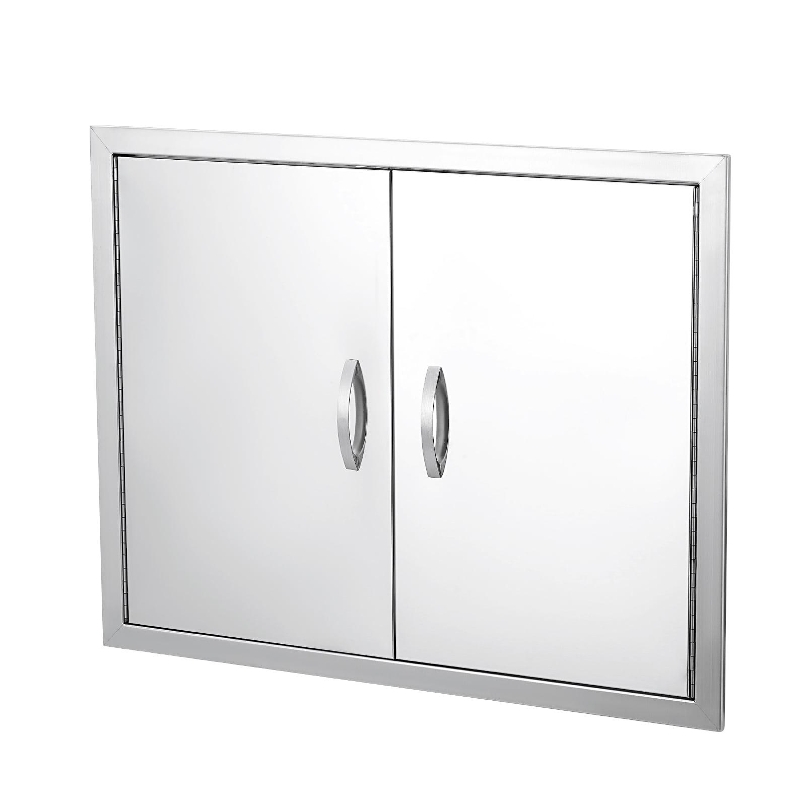 26" x 24" Silver Stainless Steel Double Outdoor Kitchen Door