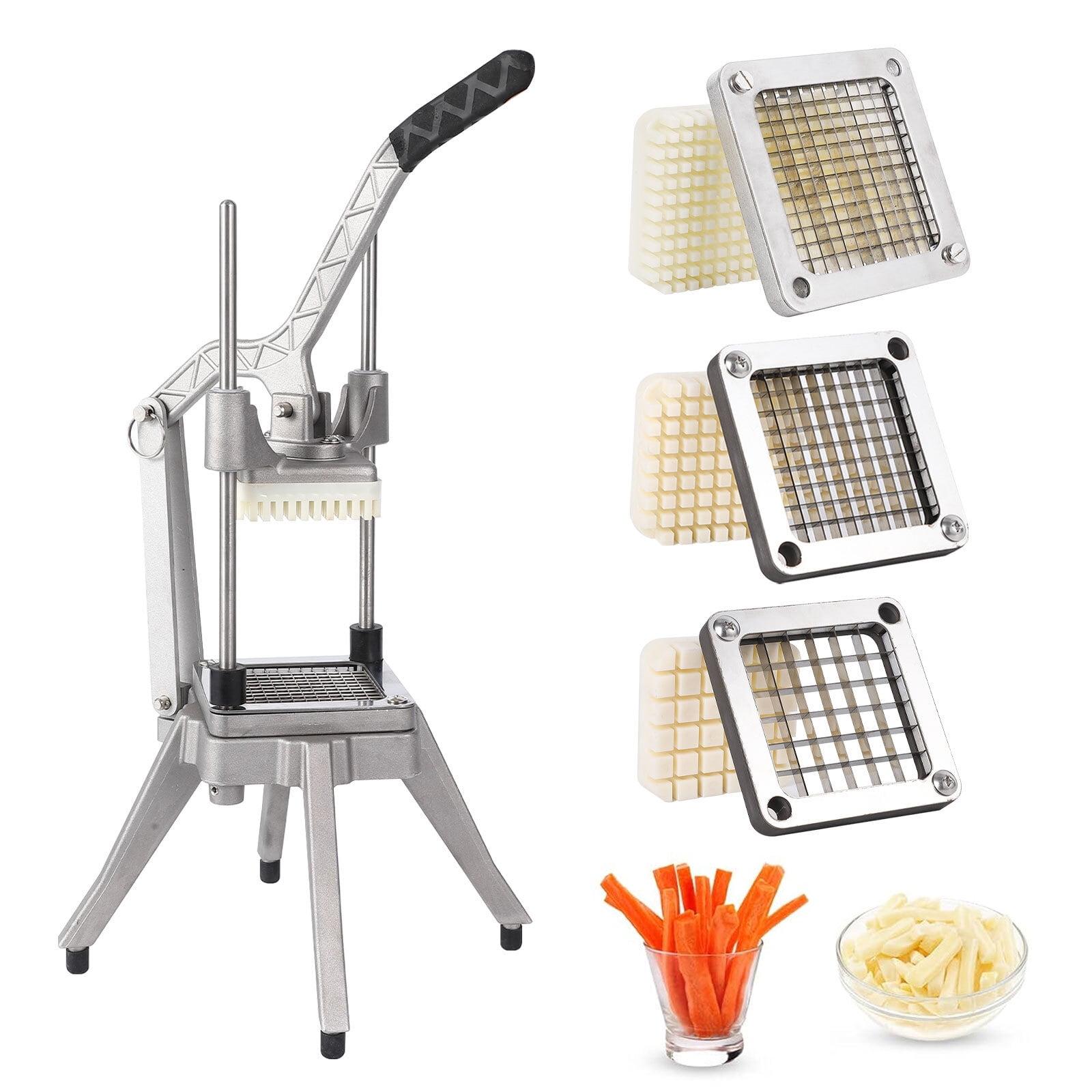 WhizMax Commercial Vegetable Chopper w/3 Replacement Blades,Stainless Steel French Fry Cutter for Restaurants,Home Kitchen