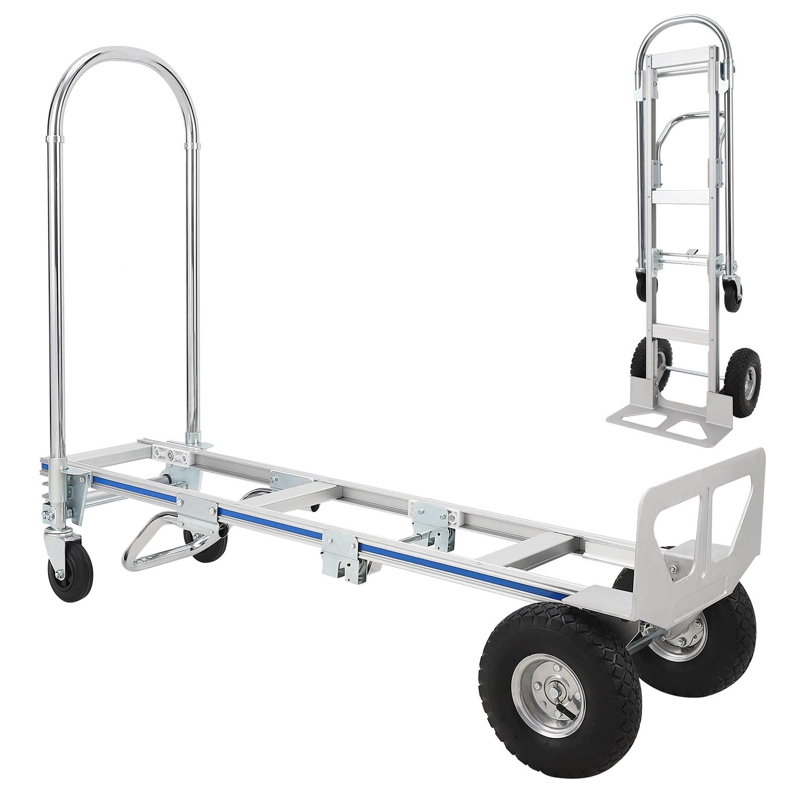 Silver Aluminum Folding Hand Truck Dolly with Wheels, 770 lbs Capacity