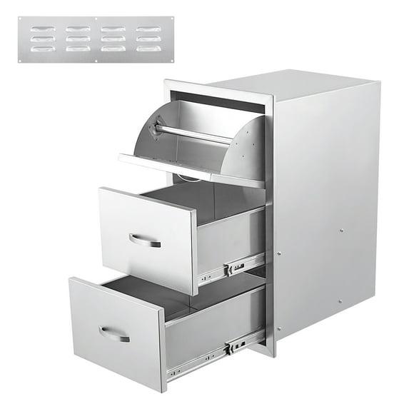 Outdoor Kitchen Drawer Stainless Steel 3-Drawer, BBQ Island Built-in Drawer Weatherproof, Flush Mount for Outdoor Kitchen and Grill Station (17"W*30"H*21“D)