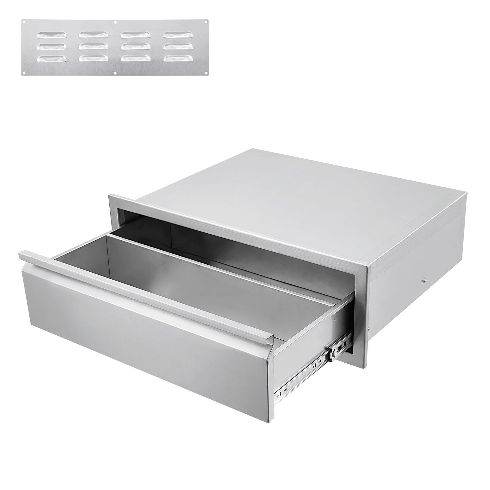 Silver Stainless Steel Outdoor Kitchen Drawer with Venting Panel