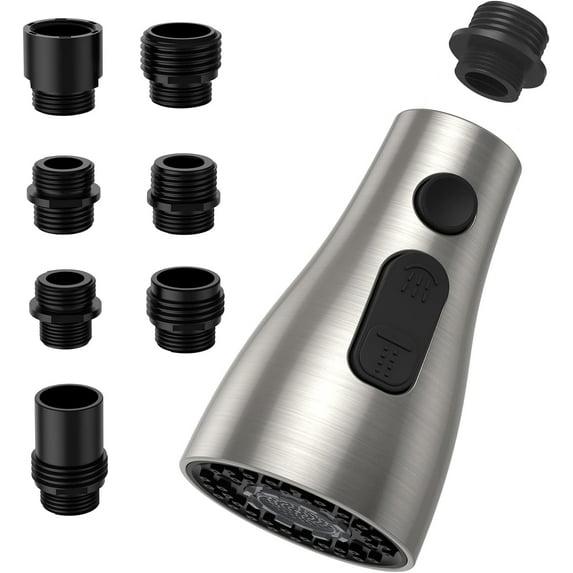 Spring Pull Down Kitchen Faucet Head Replacement for Kitchen Faucet, 3-Modes & 7 Adapters Brushed Nickel Finished