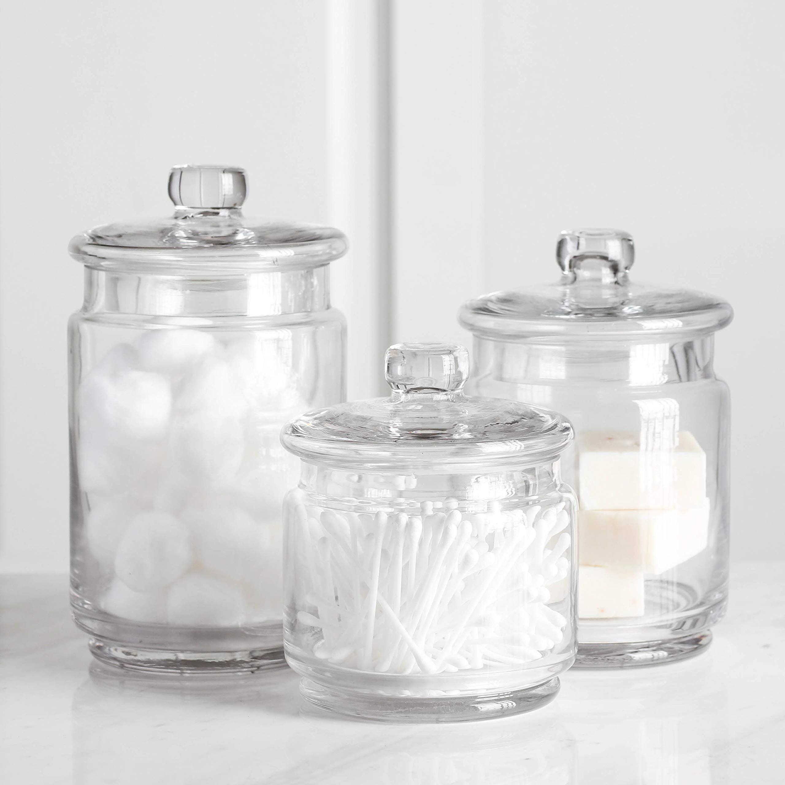 Whole Housewares | Glass Apothecary Jars (4.5 Inch) with Lids | Set of 3