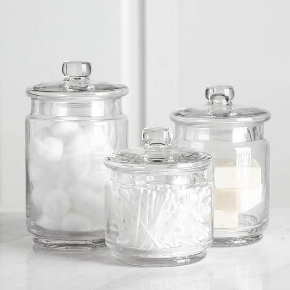 Whole Housewares | Glass Apothecary Jars (4.5 Inch) with Lids | Set of 3