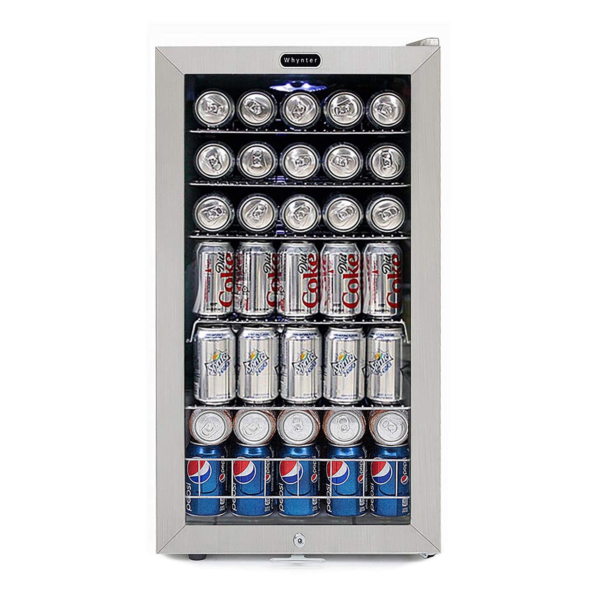 Compact Stainless Steel Freestanding Beverage Refrigerator with Glass Door