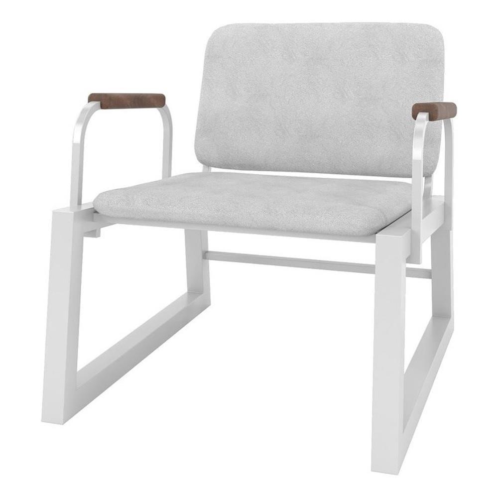 1.0 Whythe Low Accent Chair White - Manhattan Comfort: Faux Leather, Steel Legs, No Assembly Required