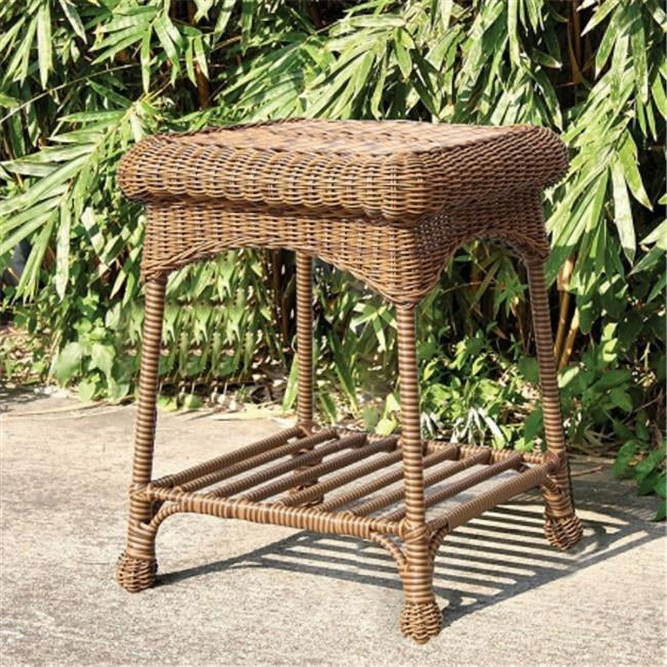 Wicker Lane  Outdoor Espresso Wicker Patio Furniture End Table