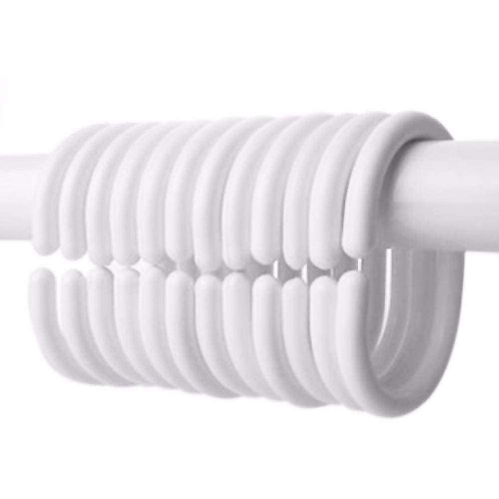 Evideco Solid Plastic Shower Curtain Hooks Rings (Set of 12)