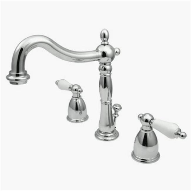 Kingston Brass Heritage Two-Handle 3-Hole Deck Mount Widespread Bathroom Faucet with Pop-Up Drain